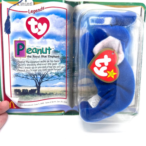 TY Peanut The Royal Blue Elephant 1995 McDonalds Beanie Baby Rare Retired Sealed - Picture 3 of 8